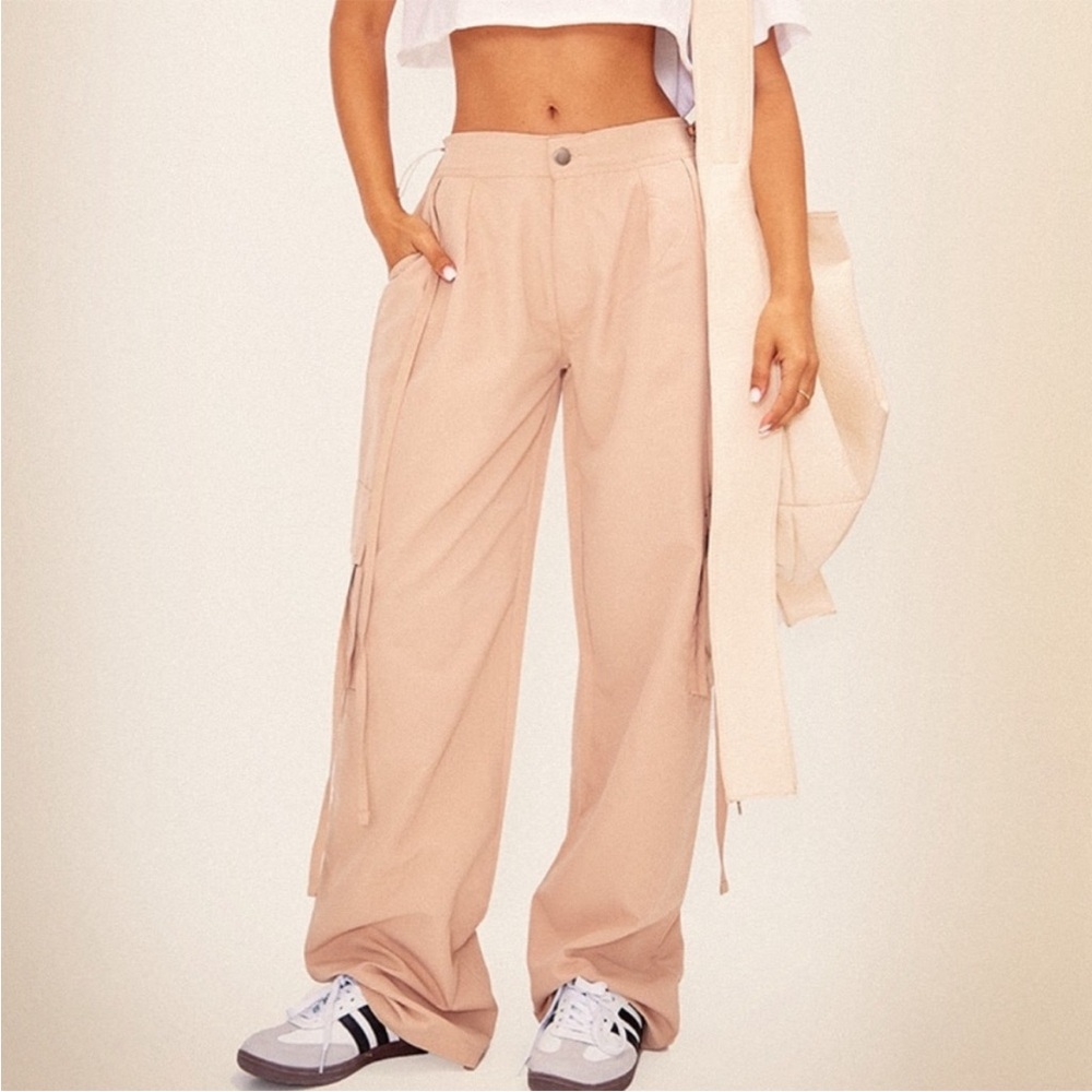 PrettyLittleThing Tan Wide-Leg Pants